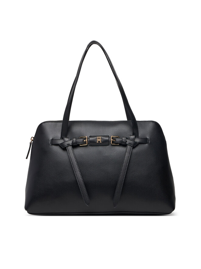 Tommy Hilfiger Handtasche Tommy Hilfiger Th Buckle Tote AW0AW19032 Schwarz