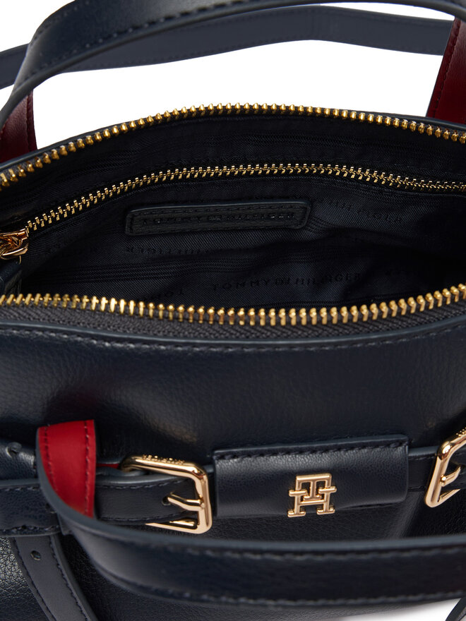 Tommy Hilfiger Handtasche Tommy Hilfiger Th Buckle Mini Tote AW0AW19034 Dunkelblau