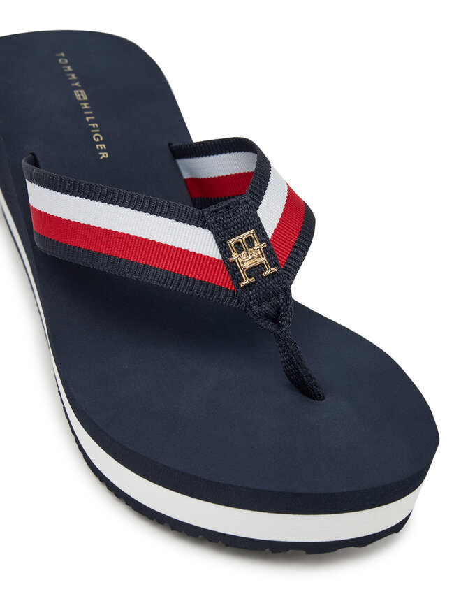 Tommy Hilfiger Flip-flops Tommy Hilfiger Th Corporate Wedge Beach Sandal FW0FW08520 Sötétkék