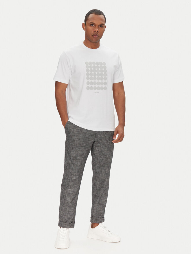 BOSS BOSS Marškinėliai Tee Print Striped C 50537845 Balta Relaxed Fit