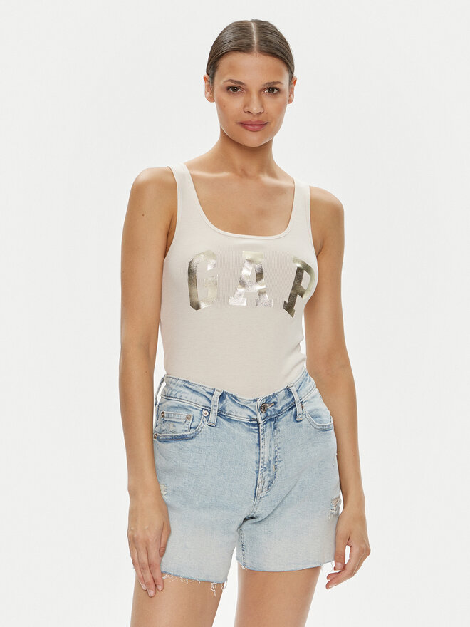 Gap Gap Marškinėliai 715017-03 Écru Slim Fit