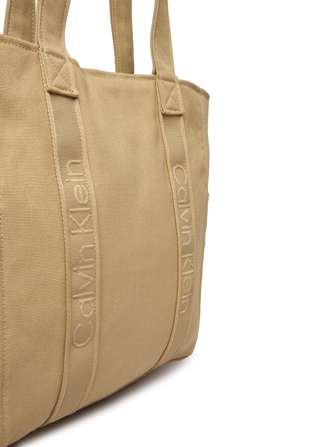 Calvin Klein Handtasche Calvin Klein Webbing Strap Canvas Tote LV04F3463G Beige
