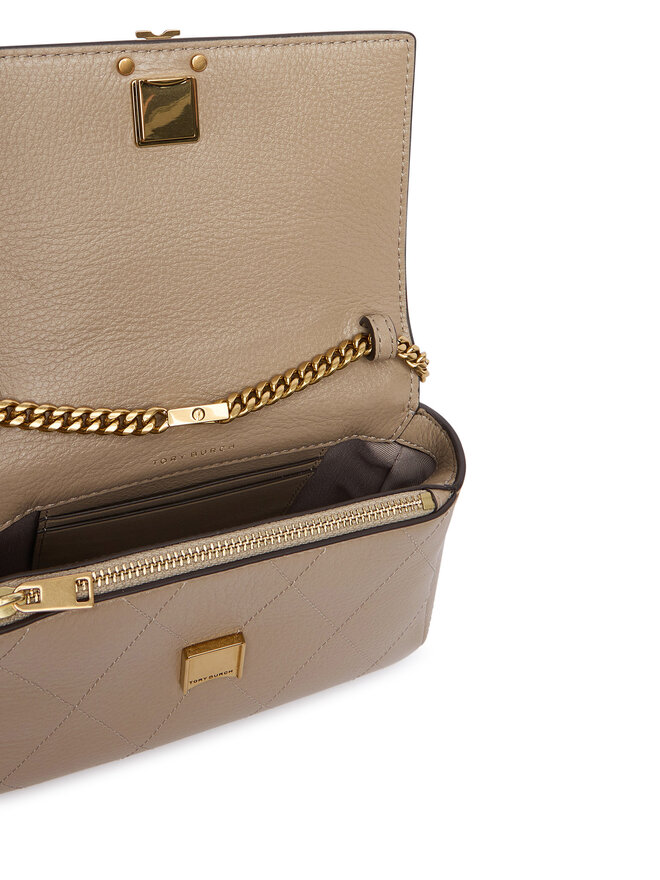 Tory Burch Handtasche Tory Burch Charlie Quilted Mini Top Handle Chain Wallet 186032 Beige