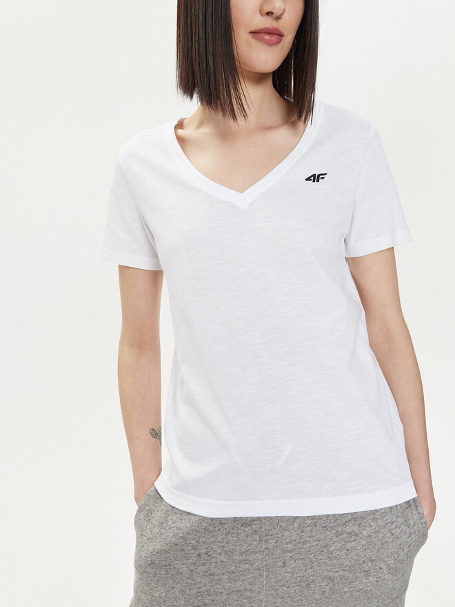 4F 4F T-Shirt 4FWSS24TTSHF1162 Λευκό Regular Fit