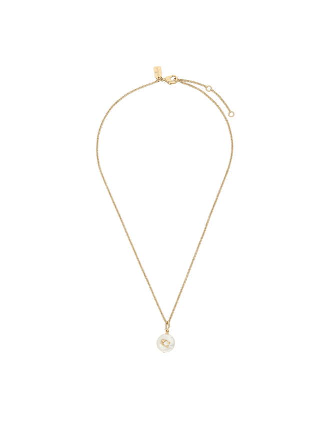 Halskette Coach Signature Coin Pearl Pendant Necklace 37440611GLD107 Goldfarben eschuhe