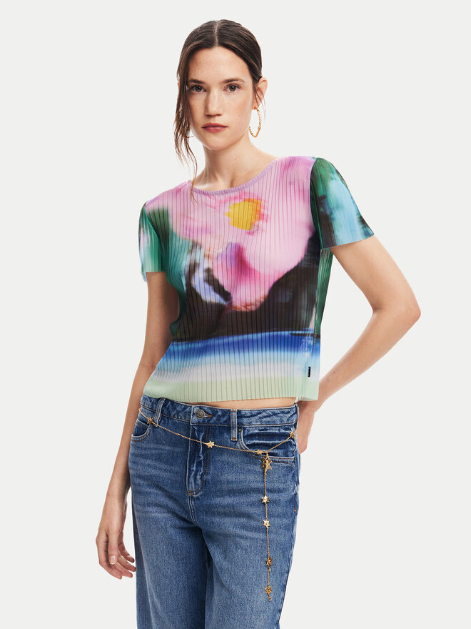Desigual Desigual Marškinėliai Plisa 24WWTK95 Spalvota Slim Fit