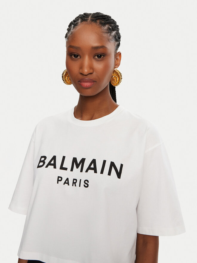 Balmain Balmain Футболка BF1EE020BB02 Білий Relaxed Fit