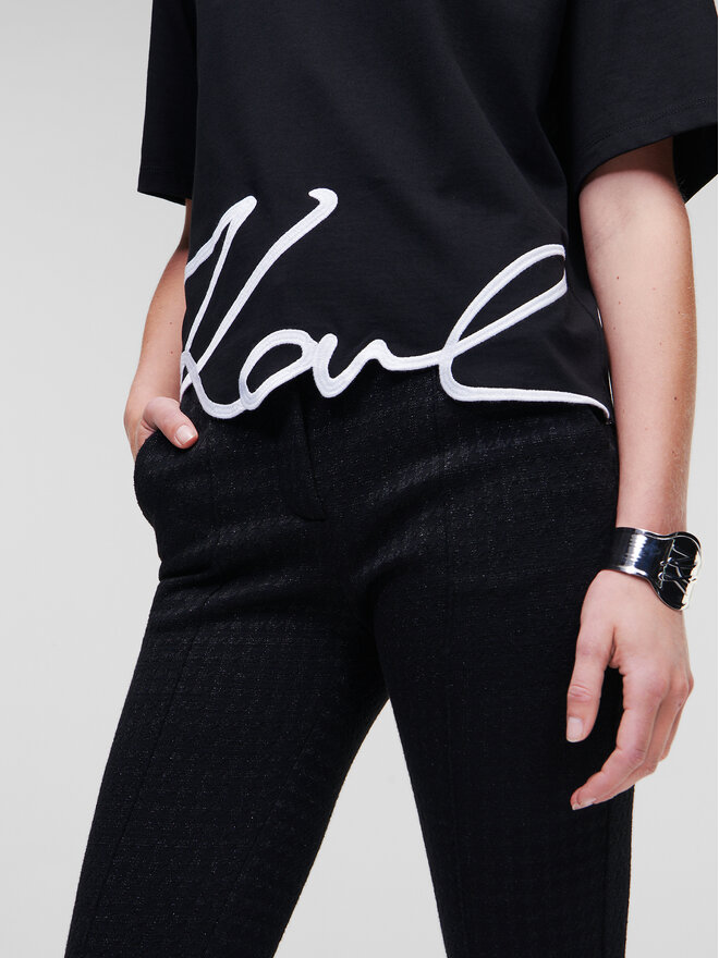KARL LAGERFELD KARL LAGERFELD T-Shirt Signature Hem 226W1703 Μαύρο Relaxed Fit