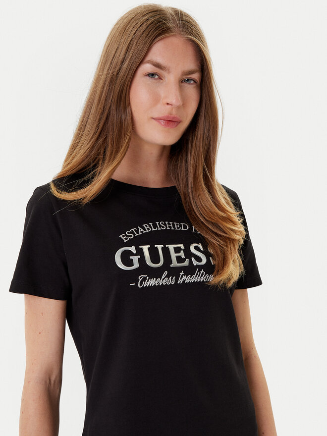 Guess Guess Футболка V5YI12 J1314 Чорний Regular Fit