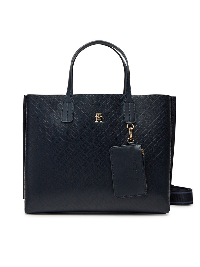 Tommy Hilfiger Kabelka Tommy Hilfiger Th Distinct Satchel Mono AW0AW17174 Tmavomodrá