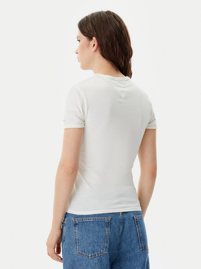Tommy Jeans Tommy Jeans T-Shirt Nyc Ringer DW0DW20323 Εκρού Slim Fit
