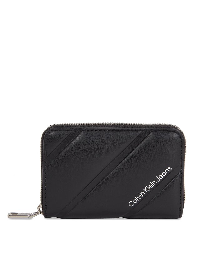Calvin Klein Jeans Malá dámska peňaženka Calvin Klein Jeans Quilted Med Zip Around K60K611972 Čierna