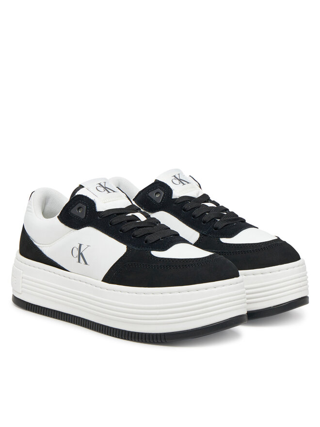 Calvin Klein Jeans Sneakersy Calvin Klein Jeans Bold Flatf Low Lace Mix YW0YW01742 Biały