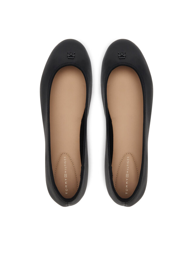 Tommy Hilfiger Baleriny Tommy Hilfiger Th Hardware Leather Ballerina FW0FW08654 Czarny
