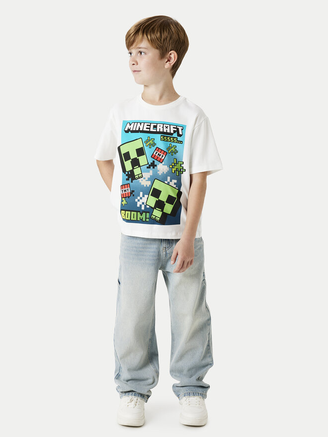 NAME IT NAME IT Marškinėliai Minecraft 13240871 Balta Standard Fit