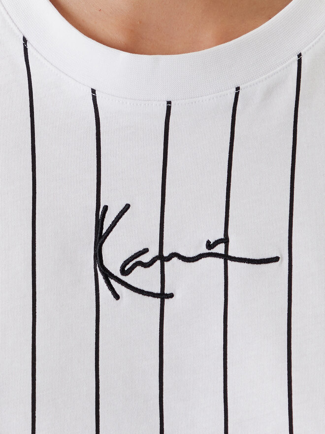 Karl Kani Karl Kani T-Shirt Small Signature Essential Pinstripe 6137879 Weiß Relaxed Fit