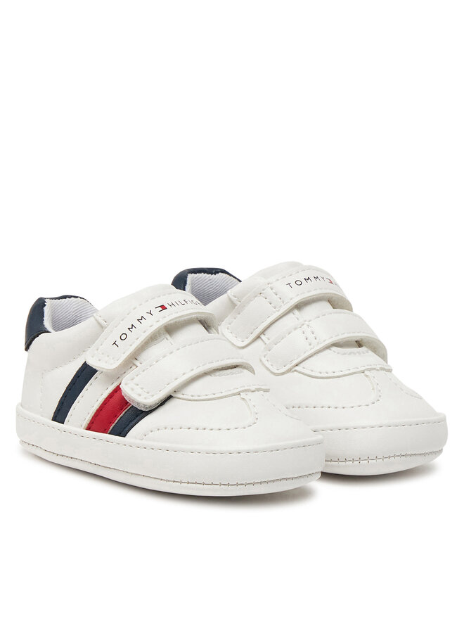 Tommy Hilfiger Сникърси Tommy Hilfiger Stripe Low Cut Velcro T0B9-33831-1433 Бял
