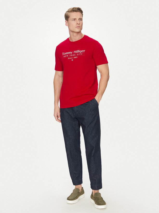 Tommy Hilfiger Tommy Hilfiger Marškinėliai Center Stack MW0MW38621 Raudona Regular Fit