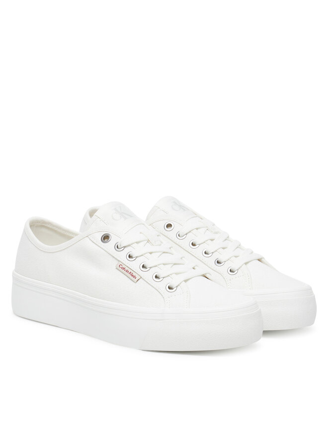 Calvin Klein Jeans Tenisice Calvin Klein Jeans Vulc Flatform Ctn Logo Tag YW0YW01838 Bijela