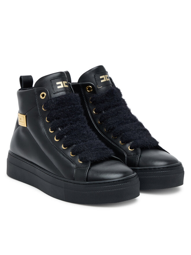 Elisabetta Franchi Polokozačky Elisabetta Franchi High Top Lace Up F4-A9E-0362-1251930 D Černá