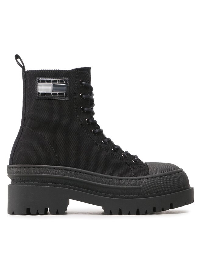 Tommy Hilfiger Īsie zābaki Tommy Hilfiger Tjw Foxing Canvas EN0EN02216 Melns