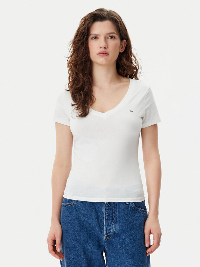 Tommy Jeans Tommy Jeans Póló DW0DW20458 Fehér Slim Fit