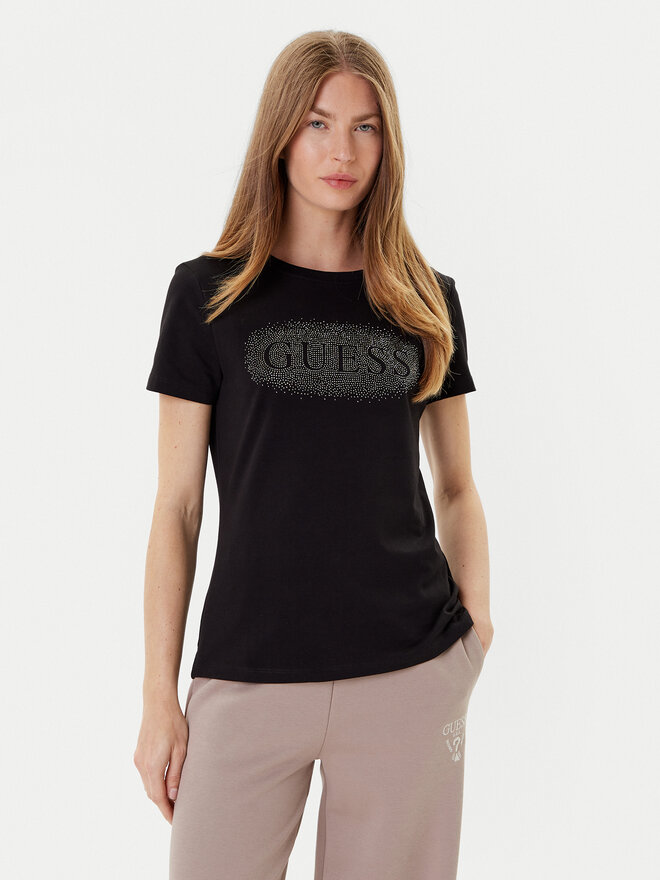 Guess Guess T-Shirt V5YI08 J1314 Μαύρο Regular Fit
