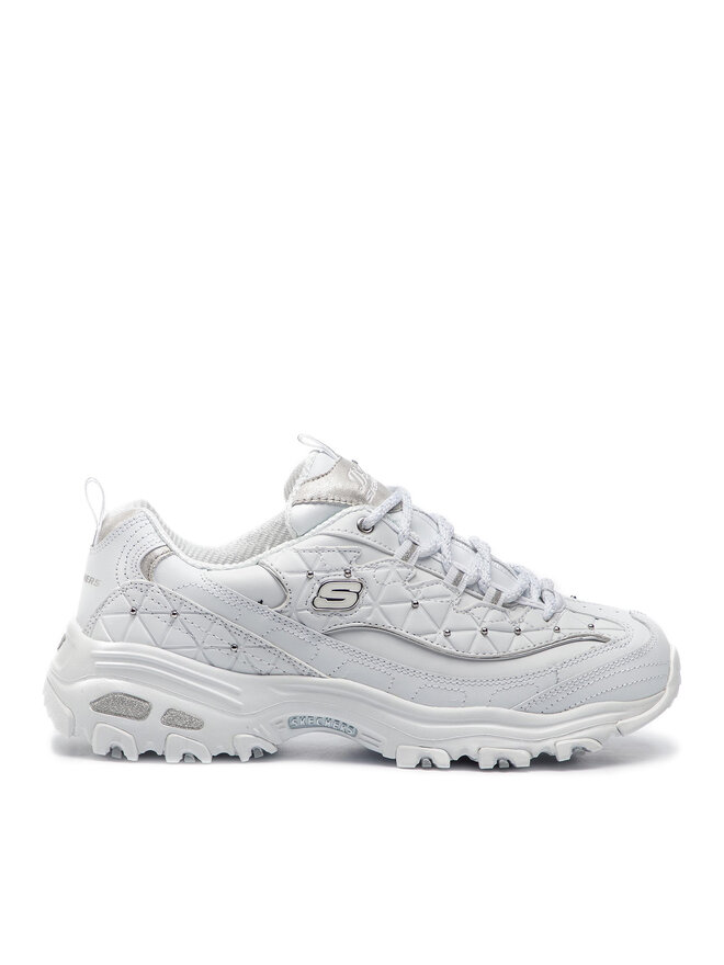 Skechers d lite white silver cheap