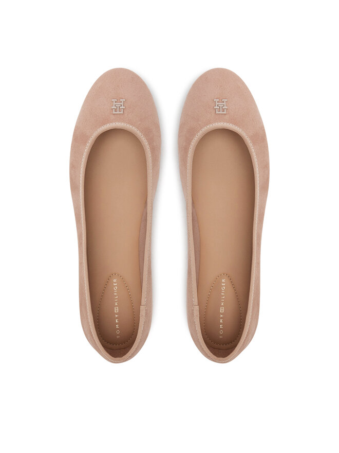 Tommy Hilfiger Baleriny Tommy Hilfiger Th Hardware Suede Ballerina FW0FW08655 Beżowy