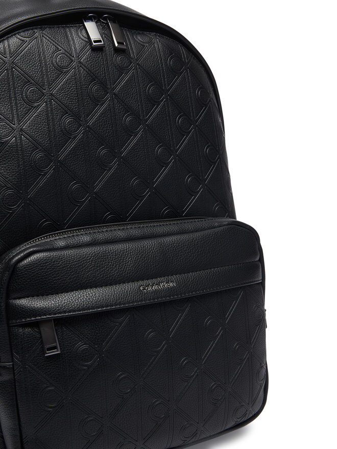 Calvin Klein Rucksack Calvin Klein Emblem Aop Deboss Round Backpack LV04D3560G Schwarz
