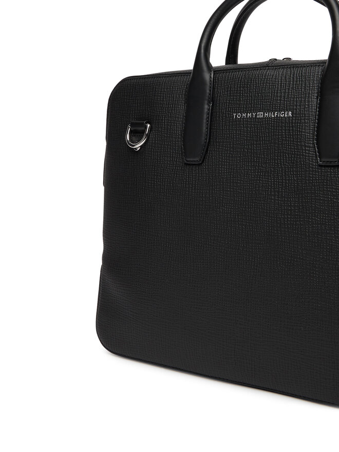Tommy Hilfiger Torba za laptop Tommy Hilfiger Th Business Leather Computer Bag AM0AM13642 Crna