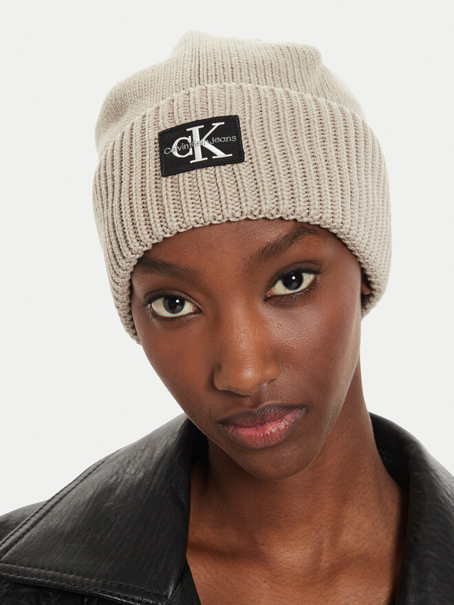 Calvin Klein Czapka Calvin Klein Mono Logo Patch K60K612382 Beżowy