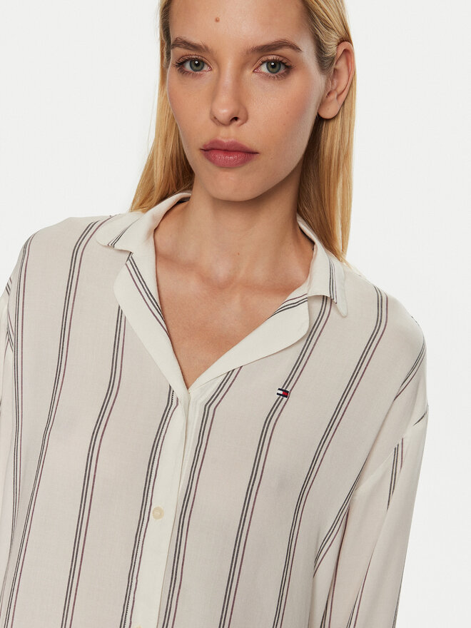Tommy Hilfiger Tommy Hilfiger Pižamos marškinėliai UW0UW05614 Écru Relaxed Fit