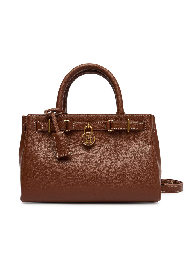 Tommy Hilfiger Handtasche Tommy Hilfiger American Icon Mini Tote Leather AW0AW17926 Braun
