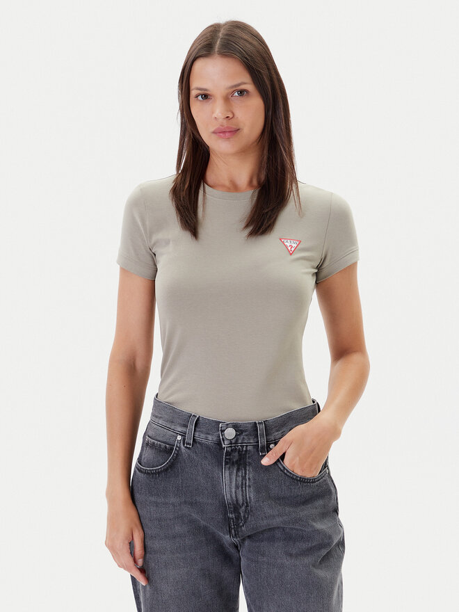 Guess Guess Marškinėliai W2YI44 J1314 Chaki Regular Fit