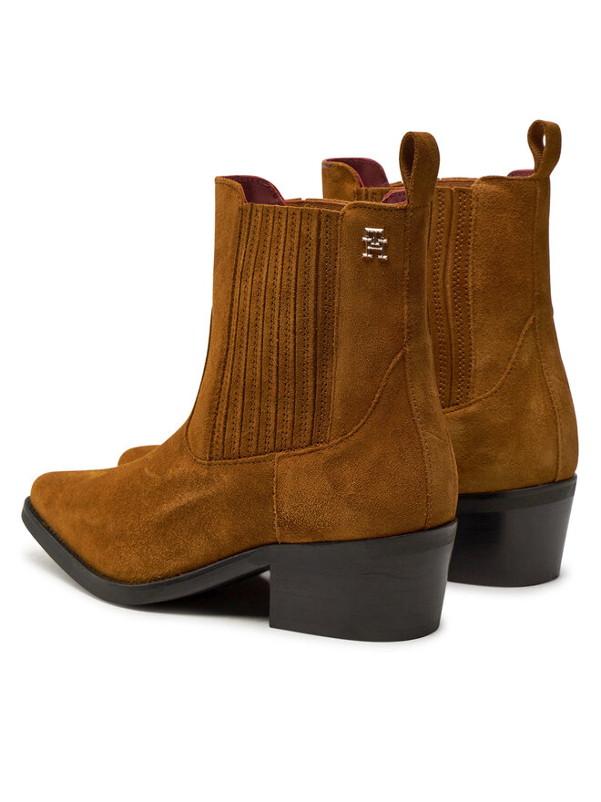 Tommy Hilfiger Μποτάκια Tommy Hilfiger Th Suede Cowboy Boot FW0FW08034 Καφέ