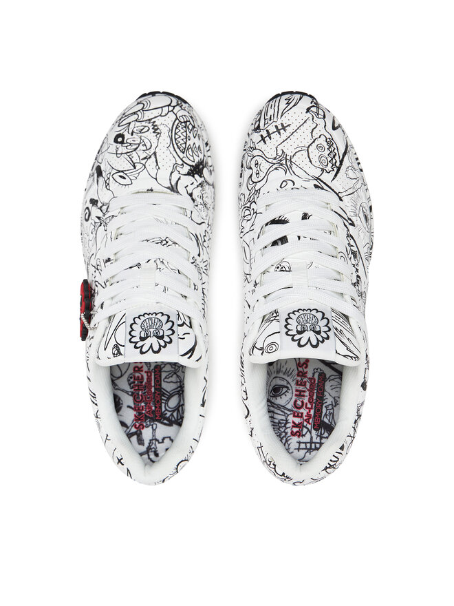Skechers Сникърси Skechers UNO Printed Lace-Up 183501/WBK Бял