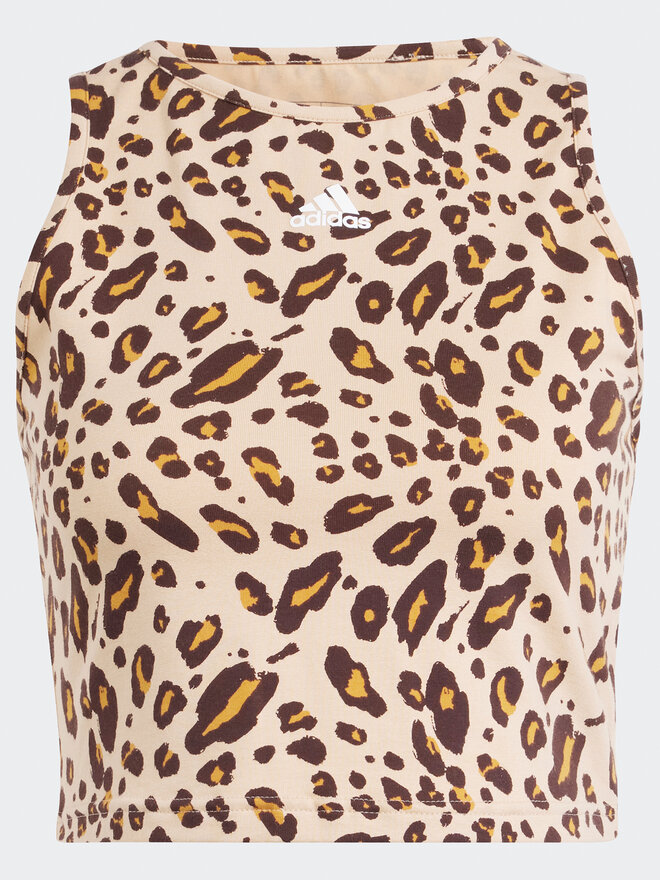 adidas adidas Marškinėliai Essentials Animal-Print IR9310 Smėlio Slim Fit