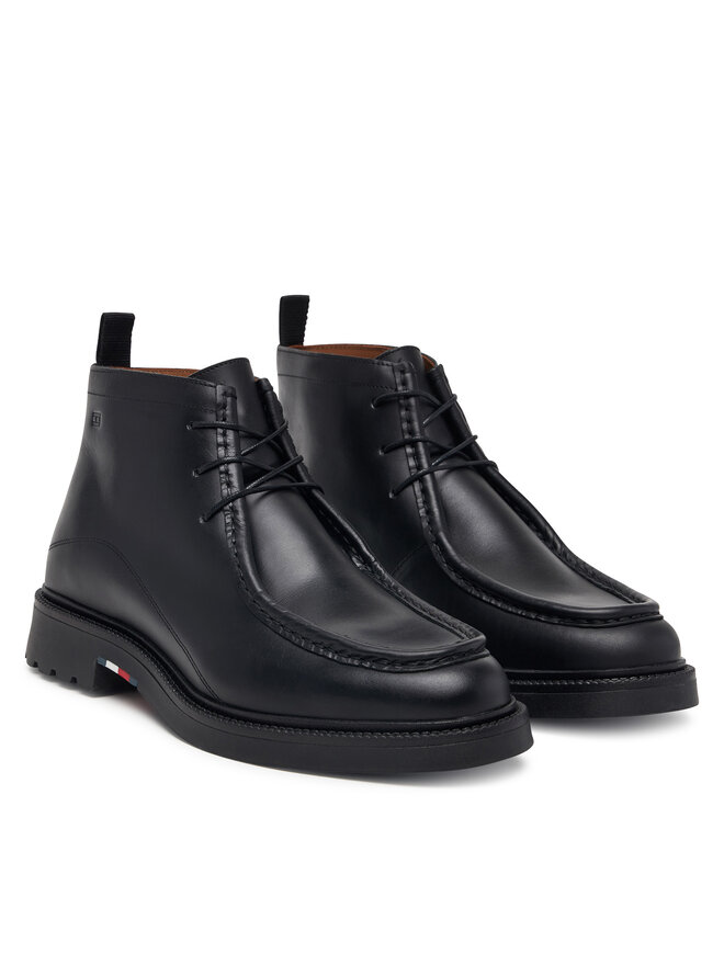 Tommy Hilfiger Schnürschuhe Tommy Hilfiger Corporate Casual Lth Moc Chukka FM0FM05987 Schwarz