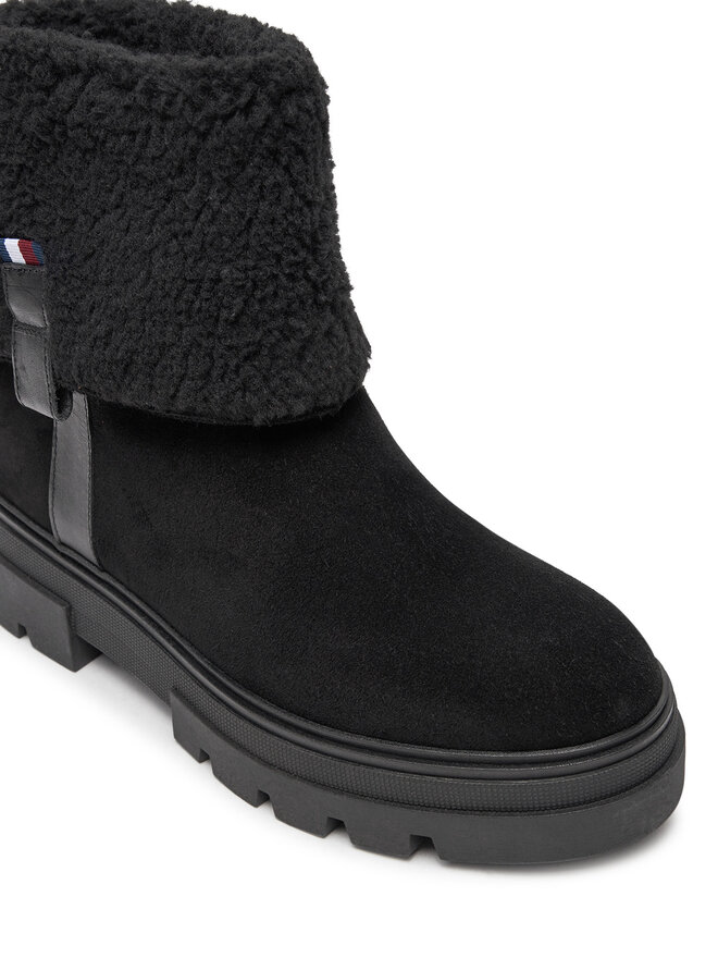 Tommy Hilfiger Ботильйони Tommy Hilfiger Faux Fur Suede Roll-Down Boot FW0FW08158 Чорний