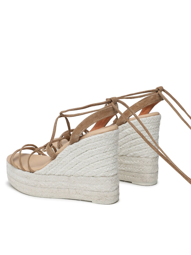 Manebi Espadrilles Manebi Soft Suede Lace-Up Wedge Espadrilles L 8.7 WA Brūns