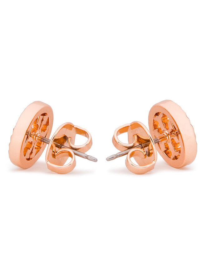 Tory Burch Naušnice Tory Burch Crystal Logo Circle-Stud Earring 53422 Růžová