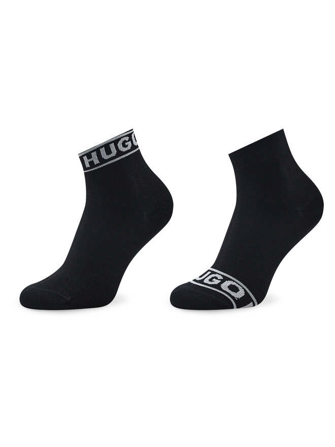HUGO 2 pares de calcetines altos para mujer Hugo Logo 50469291 Negro