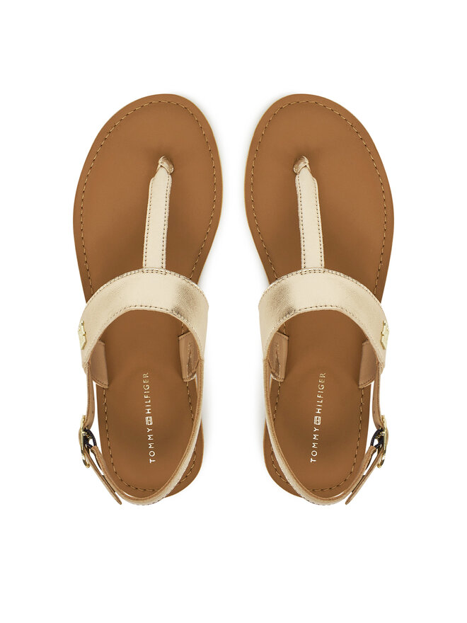Tommy Hilfiger Sandale Tommy Hilfiger Metallic Leather Thong Sandal FW0FW08798 Auriu