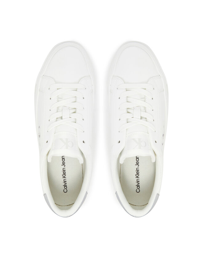 Calvin Klein Sneakers Calvin Klein Vulc Flatf Lth Silver Logo Tag YW0YW01877 Weiß
