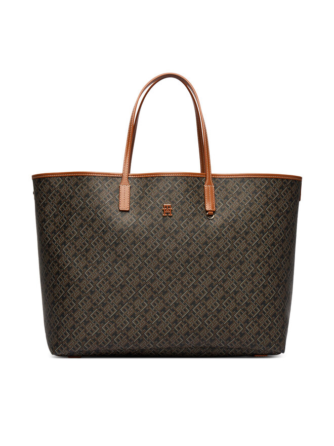 Tommy Hilfiger Handtasche Tommy Hilfiger Th Monoplay Maxi Tote Le AW0AW18850 Schwarz