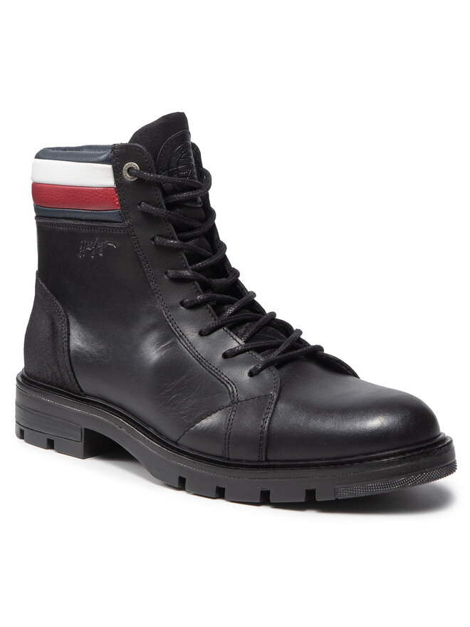 Tommy Hilfiger Zimske čizme Tommy Hilfiger Elevated Rwb Collar Lth Boot FM0FM03825 Crna