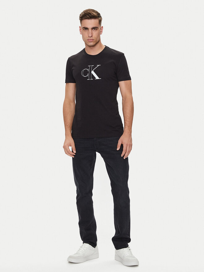 Calvin Klein Jeans Calvin Klein Jeans T-Shirt Outline Monologo J30J325678 Μαύρο Slim Fit