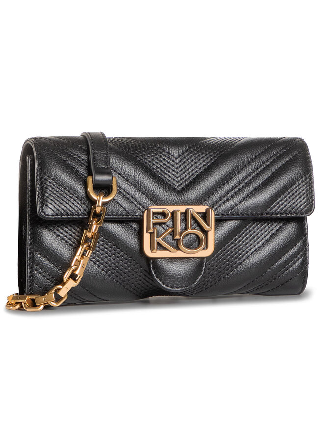 PINKO Rankinė Pinko Logo Wallet Chevronne C 20202 PLTT 1P21UY Y6JJ Juoda