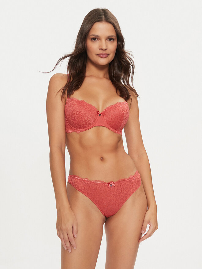 Hunkemöller Hunkemöller Nedrček s kostjo Marine 206320 Rdeča